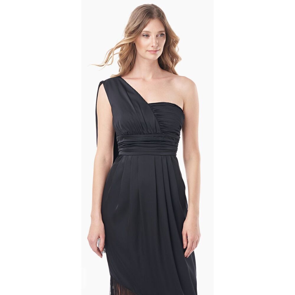 Kay Unger MARTINE FRINGE DRESS in Black NWT Size 10 - Picture 3 of 7